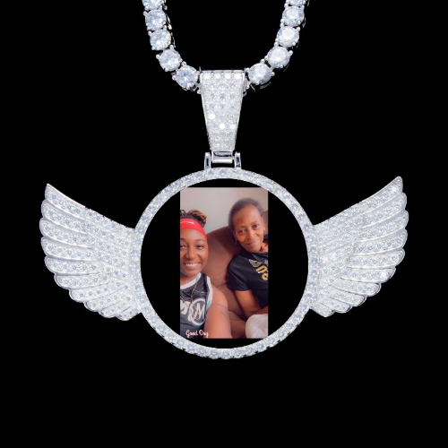 925S & VVS Moissanite 3D Wing Custom Picture Pendant