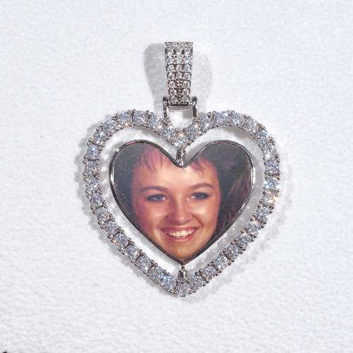 3D Spinning 2-Faced Heart Custom Picture Pendant