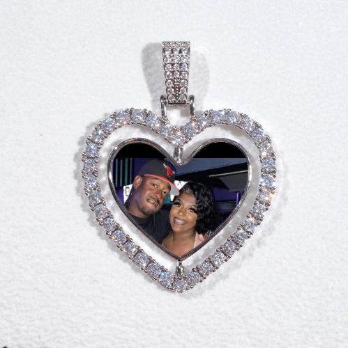 3D Spinning 2-Faced Heart Custom Picture Pendant
