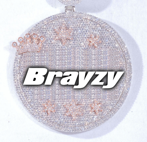 CUSTOM LETTER NECKLACE 3D BIG CROWN DISC