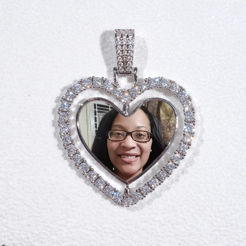 3D Spinning 2-Faced Heart Custom Picture Pendant