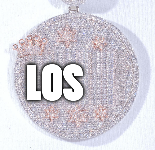 CUSTOM LETTER NECKLACE 3D BIG CROWN DISC