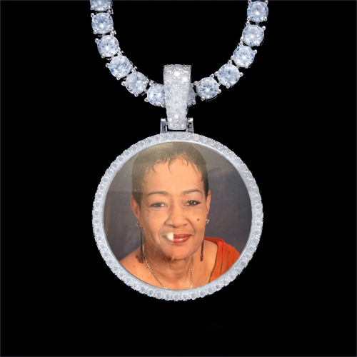 925S & VVS Moissanite 3D Circle Custom Picture Pendant