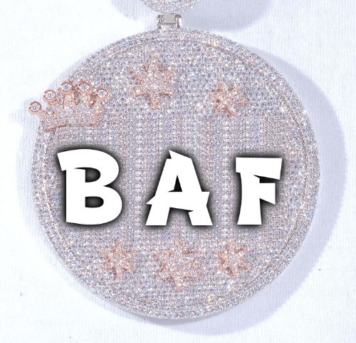 CUSTOM LETTER NECKLACE 3D BIG CROWN DISC