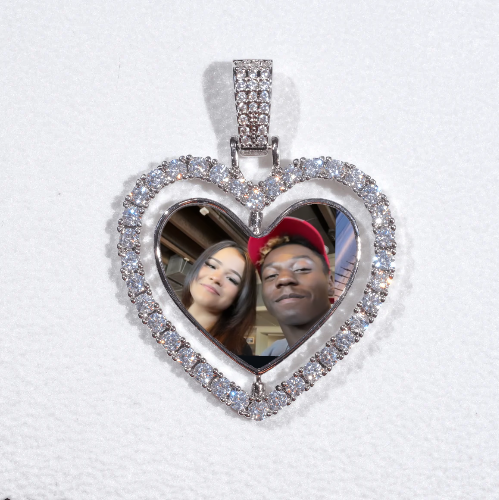 3D Spinning 2-Faced Heart Custom Picture Pendant