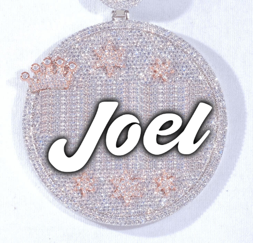 CUSTOM LETTER NECKLACE 3D BIG CROWN DISC