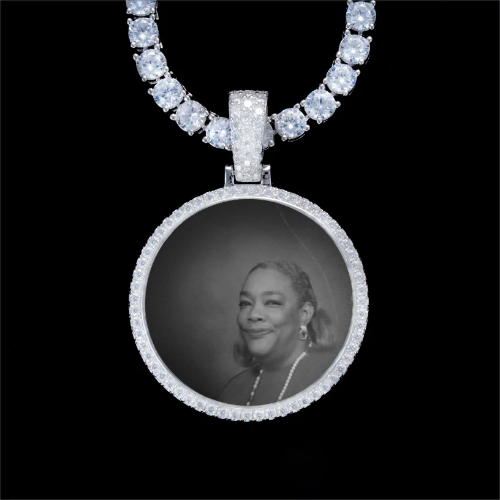 925S & VVS Moissanite 3D Circle Custom Picture Pendant