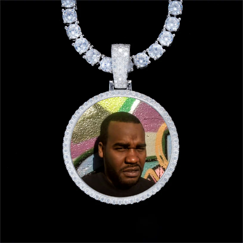 925S & VVS Moissanite 3D Circle Custom Picture Pendant