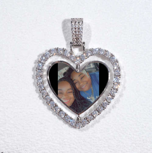 3D Spinning 2-Faced Heart Custom Picture Pendant