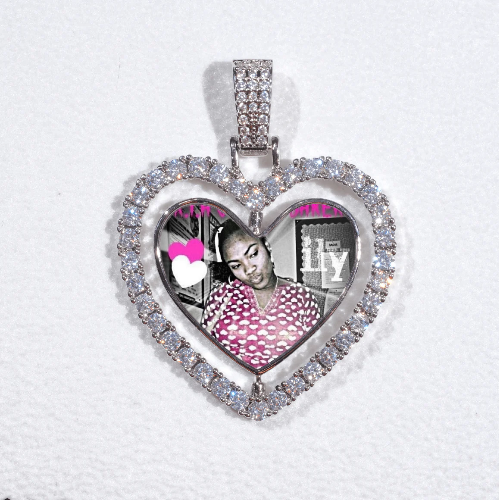 3D Spinning 2-Faced Heart Custom Picture Pendant