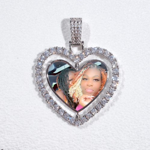 3D Spinning 2-Faced Heart Custom Picture Pendant