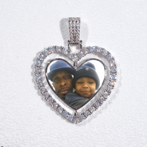 3D Spinning 2-Faced Heart Custom Picture Pendant