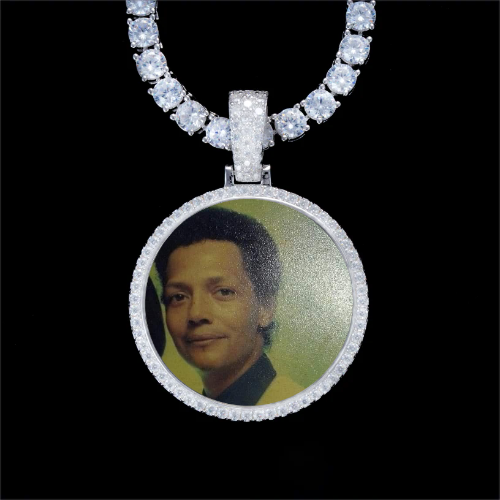 925S & VVS Moissanite 3D Circle Custom Picture Pendant