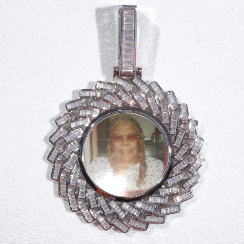 Large 3D Baguette Custom Picture Pendant