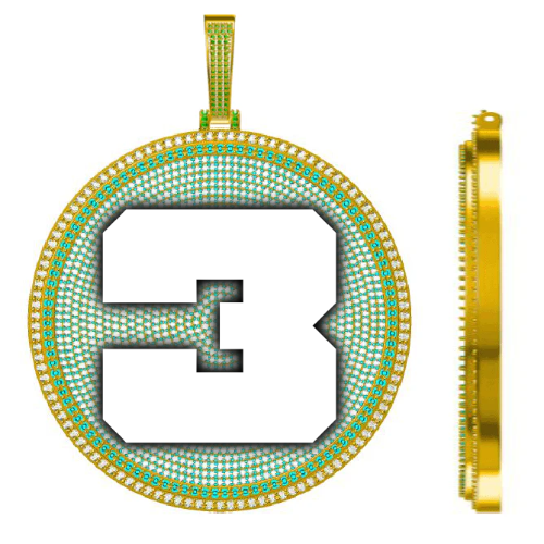 CUSTOM LETTER NECKLACE 3D BIG DISC