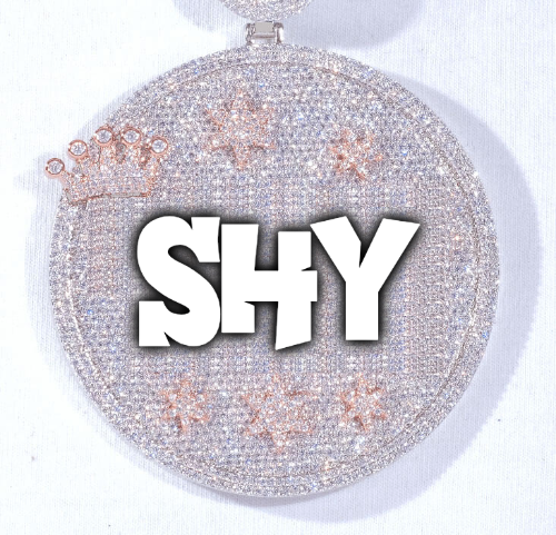 CUSTOM LETTER NECKLACE 3D BIG CROWN DISC