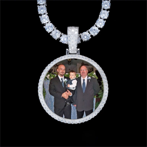 925S & VVS Moissanite 3D Circle Custom Picture Pendant