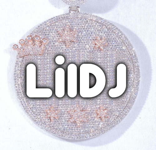 CUSTOM LETTER NECKLACE 3D BIG CROWN DISC