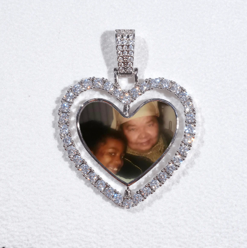 3D Spinning 2-Faced Heart Custom Picture Pendant