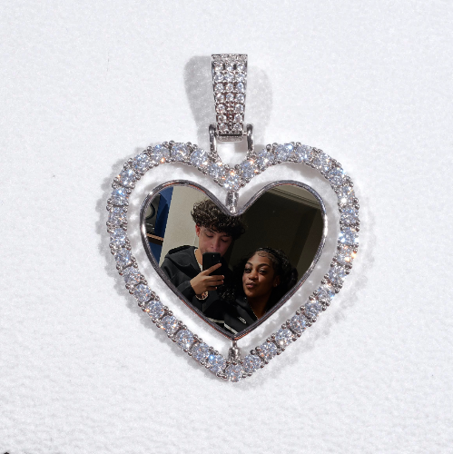 3D Spinning 2-Faced Heart Custom Picture Pendant
