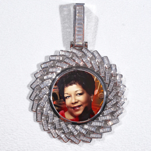 Large 3D Baguette Custom Picture Pendant