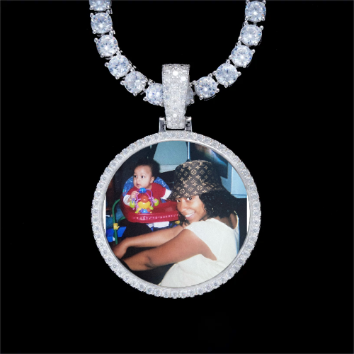 925S & VVS Moissanite 3D Circle Custom Picture Pendant
