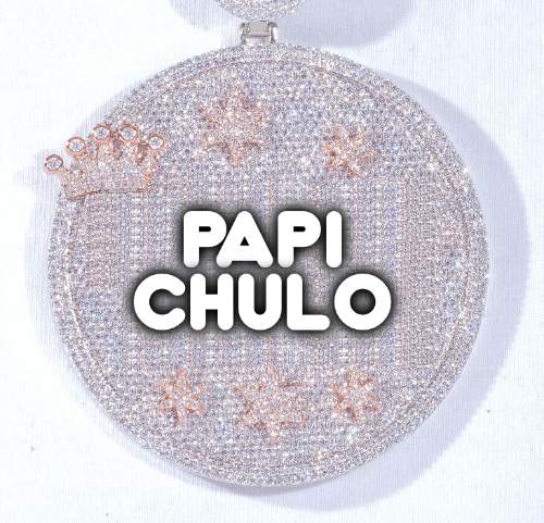 CUSTOM LETTER NECKLACE 3D BIG CROWN DISC