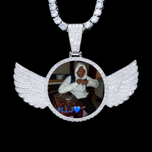 925S & VVS Moissanite 3D Wing Custom Picture Pendant