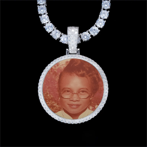 925S & VVS Moissanite 3D Circle Custom Picture Pendant