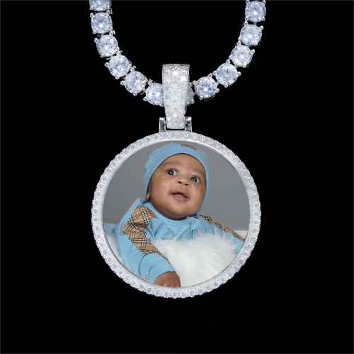 925S & VVS Moissanite 3D Circle Custom Picture Pendant