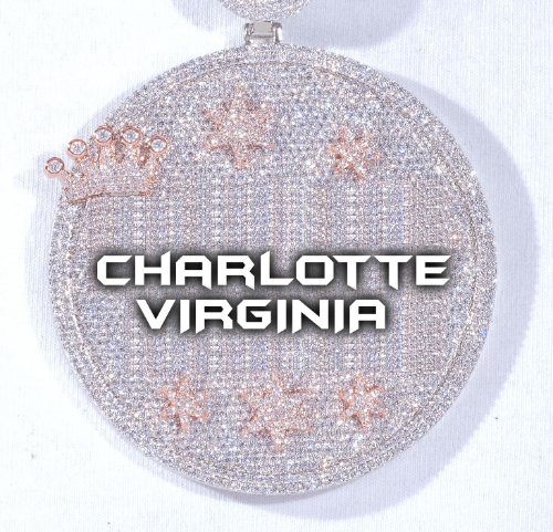CUSTOM LETTER NECKLACE 3D BIG CROWN DISC
