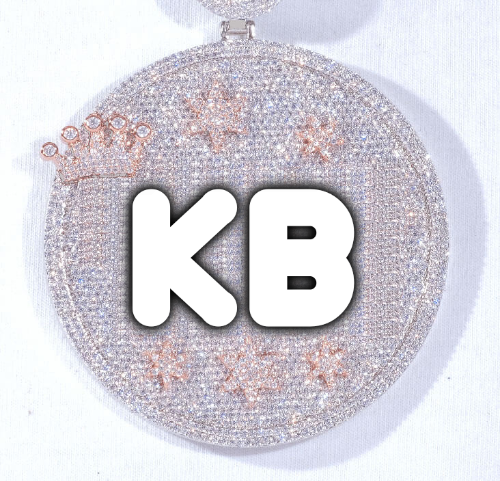CUSTOM LETTER NECKLACE 3D BIG CROWN DISC