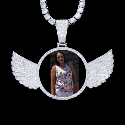 925S & VVS Moissanite 3D Wing Custom Picture Pendant