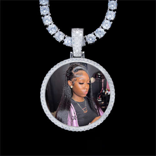 925S & VVS Moissanite 3D Circle Custom Picture Pendant