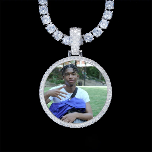 925S & VVS Moissanite 3D Circle Custom Picture Pendant