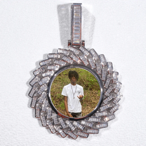 Large 3D Baguette Custom Picture Pendant