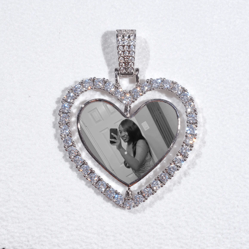 3D Spinning 2-Faced Heart Custom Picture Pendant