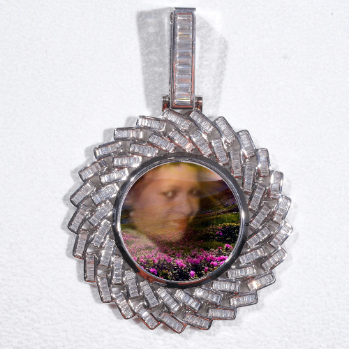 Large 3D Baguette Custom Picture Pendant