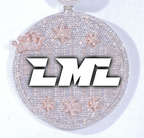 CUSTOM LETTER NECKLACE 3D BIG CROWN DISC
