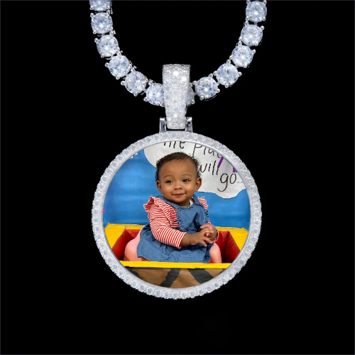 925S & VVS Moissanite 3D Circle Custom Picture Pendant
