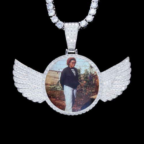 925S & VVS Moissanite 3D Wing Custom Picture Pendant