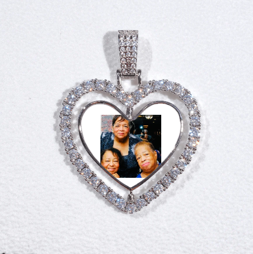 3D Spinning 2-Faced Heart Custom Picture Pendant