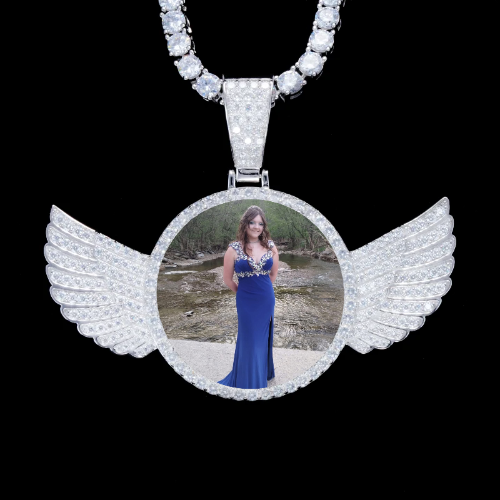 925S & VVS Moissanite 3D Wing Custom Picture Pendant