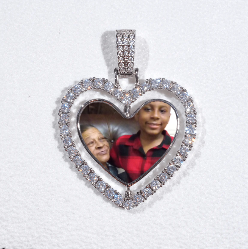 3D Spinning 2-Faced Heart Custom Picture Pendant