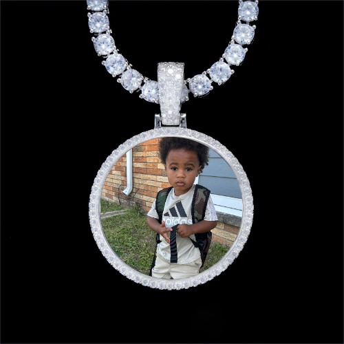 925S & VVS Moissanite 3D Circle Custom Picture Pendant