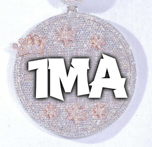 CUSTOM LETTER NECKLACE 3D BIG CROWN DISC