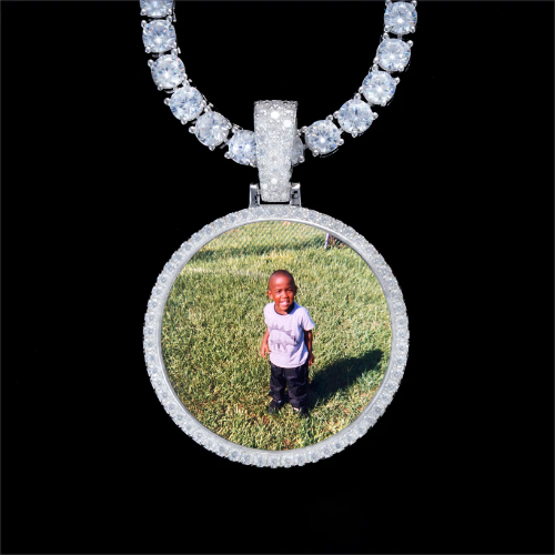 925S & VVS Moissanite 3D Circle Custom Picture Pendant