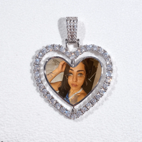 3D Spinning 2-Faced Heart Custom Picture Pendant