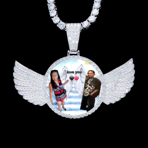 925S & VVS Moissanite 3D Wing Custom Picture Pendant