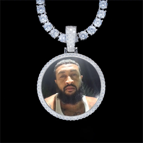 925S & VVS Moissanite 3D Circle Custom Picture Pendant